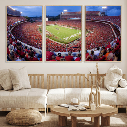 10244378-MGV-FC-60X30-3P_Natural-Sanford Stadium Wall Art – Panoramic Georgia Bulldogs Day Game Football Canvas Print, Game Day Crowd Sports Decor for Office, Man