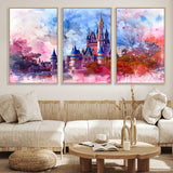15129-MGV-CV-36X24-Disney Castle Wall Art Canvas Print, Framed Cinderella Palace Art Picture Print, Fantasy Kingdom Perfect Whimsical Fairytale Decor