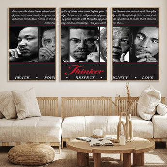 45112-MGV-CV-36X24-Black Icons Wall Art Canvas Print, Framed Thinker Art Picture Print, Motivational Quote Perfect Cultural Modern Decor Artwork
