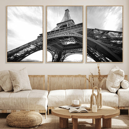 40006-MGV-CV-36X24-Eiffel Tower Wall Art – Black and White Architectural Photo Print, Paris Inspired Decor for Bedroom, Office, Studio or Modern