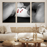 62460-MGV-FC-60X30-3P_Natural-Poker Game Wall Art – Close Up of Hands Holding Aces with Chips, Casino Style Decor for Game Room, Man Cave or Office