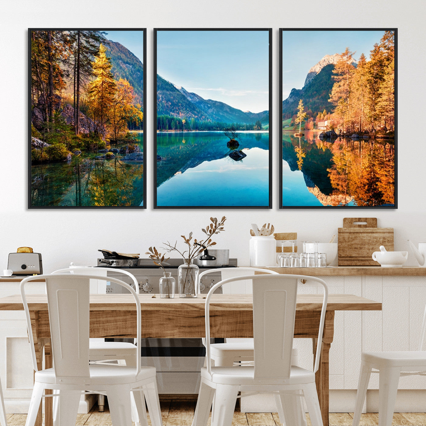 32962-MGV-CV-36X24-Mountain Lake Wall Art – Tranquil Autumn Landscape Canvas Print, Nature Reflection Decor for Living Room, Bedroom, Office or Cabin