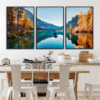 32962-MGV-CV-36X24-Mountain Lake Wall Art – Tranquil Autumn Landscape Canvas Print, Nature Reflection Decor for Living Room, Bedroom, Office or Cabin