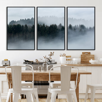 42596-MGV-CV-36X24-Misty Forest Wall Art – Atmospheric Pine Trees Canvas Print, Nature Landscape Decor for Living Room, Bedroom, Office, or Cabin