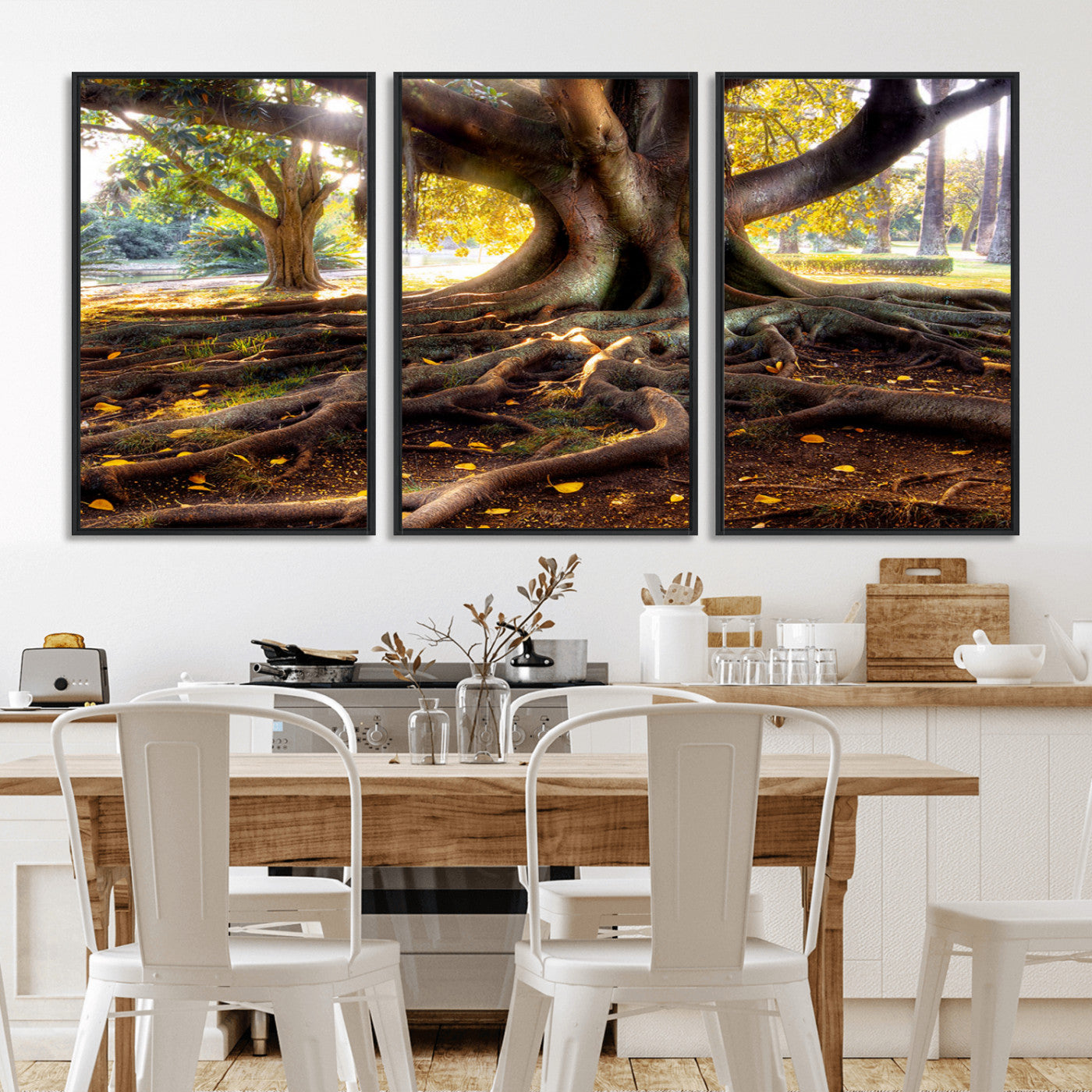 53335-MGV-CV-36X24-Majestic Tree with Sprawling Roots Wall Art – Serene Sunlit Park Scene, Nature Canvas Print, Perfect for Living Room, Office or
