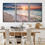 71849-MGV-CV-36X24-Sunrise Ocean Beach Wall Art – Serene Seascape Canvas Print with Gentle Waves, Coastal Nature Decor for Bedroom, Living Room or