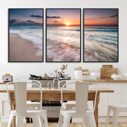 71849-MGV-CV-36X24-Sunrise Ocean Beach Wall Art – Serene Seascape Canvas Print with Gentle Waves, Coastal Nature Decor for Bedroom, Living Room or