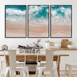 39236-MGV-CV-36X24-Ocean Beach Wall Art – Aerial View of Waves and Sand Canvas Print, Coastal Home Decor for Living Room, Bedroom, Office or Beach