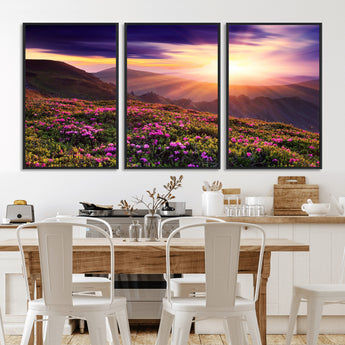 49741-MGV-CV-36X24-Mountain Sunrise Wall Art – Vibrant Floral Landscape Canvas Print, Nature Home Decor for Living Room, Bedroom Office or Cabin