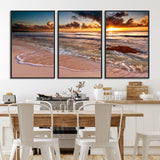 38302-MGV-CV-36X24-Sunset Beach Wall Art – Stunning Ocean Waves and Rock Canvas Print, Warm Coastal Decor for Living Room, Bedroom, Office or Beach