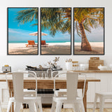 69754-MGV-CV-36X24-Tropical Beach Wall Art – Relaxing Palm Tree and Lounge Chairs Canvas Print, Serene Coastal Decor for Living Room, Bedroom, Office