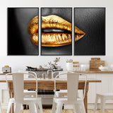 84747-MGV-CV-36X24-Golden Lips Black & White Portrait – Glamorous Metallic Lip Art Print, Modern Wall Decor for Bedroom, Beauty & Fashion Lover Gift