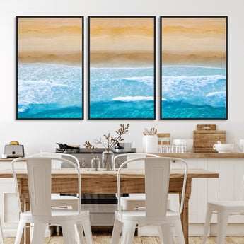 43046-MGV-CV-36X24-Aerial Beach Wall Art – Serene Ocean Waves & Sandy Shore Canvas Print, Coastal Home Decor for Living Room, Bedroom or Office