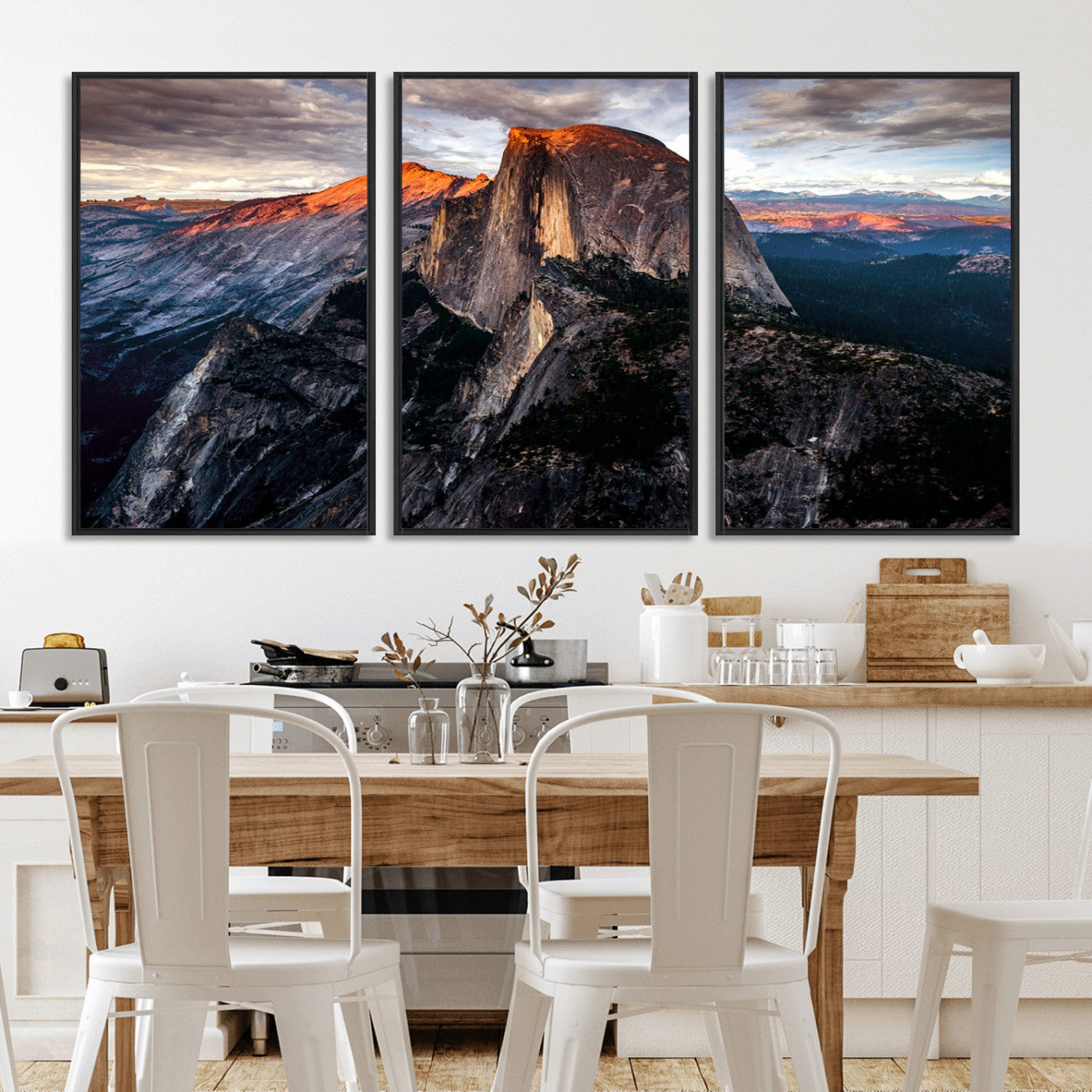 31332-MGV-FC-60X30-3P_Black-Mountain Landscape Wall Art – Majestic Sunset Rock Formation Canvas Print, Nature Scenic Decor for Living Room, Office, Cabin or
