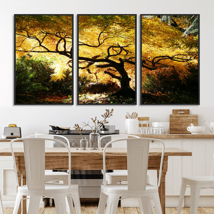 19067-MGV-CV-36X24-Golden Canopy Wall Art – Panoramic Autumn Tree Canvas Print, Warm Seasonal Decor for Living Room, Office or Garden Space
