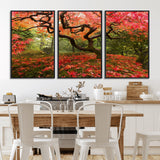 73343-MGV-FC-60X30-3P_Black-Autumn Maple Wall Art – Panoramic Vibrant Red Maple Tree Canvas Print, Seasonal Nature Decor for Office, Living Room or Garden