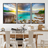 23769-MGV-CV-36X24-Tropical Beach Sunset Wall Art – Serene Ocean Canvas Print, Coastal Landscape Decor for Living Room, Bedroom or Office, Peaceful