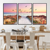 54411-MGV-CV-36X24-Coastal Path Sunrise Wall Art – Serene Ocean Canvas Print, Beach Landscape Decor for Living Room, Bedroom or Office, Peaceful