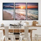 99906-MGV-FC-60X30-3P_Black-Morning Tide Canvas Print – Soft Sunrise Ocean Waves Wall Art, Coastal Serenity Decor for Home & Office