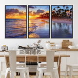 19917-MGV-FC-60X30-3P_Black-Tropical Sunset Beach Wall Art – Panoramic Palm Trees and Ocean Canvas Print, Vibrant Coastal Decor for Living Room, Office or Man