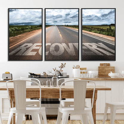 50743-MGV-FC-60X30-3P_Black-Healing Road Wall Art – Motivational Highway Canvas Print, Inspirational Journey Decor for Office, Gym or Living Room
