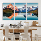 88453-MGV-CV-36X24-Mountain Lake Wall Art – Snow-Capped Peaks Reflected in Alpine Water Canvas Print, Nature Landscape Wall Decor for Living Room or