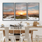 91064-MGV-FC-60X30-3P_Black-Beach Sunset Wall Art – Coastal Sand Dunes and Ocean Horizon Canvas Print, Seaside Landscape Wall Decor for Living Room, Bedroom