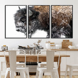 24304-MGV-FC-60X30-3P_Black-Bison Wall Art Canvas Print, Framed Winter Bison Art Picture Print, Snowy Buffalo Perfect Rustic Farmhouse Decor Artwork
