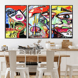 37796-MGV-FC-60X30-3P_Black-Picasso Style Wall Art Canvas Print, Framed Picasso Art Picture Print, Picasso Cubism Perfect Modern Abstract Decor Artwork