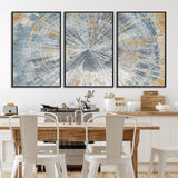 17631-MGV-FC-60X30-3P_Black-Radiant Burst Wall Art – Abstract Sunburst Canvas Print in Blue and Gold, Modern Geometric Painting for Living Room, Office or