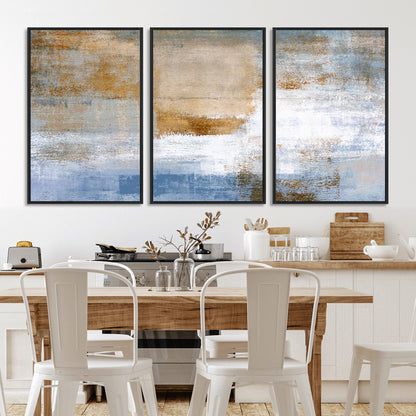 72354-MGV-CV-36X24-Blue and Gold Abstract Wall Art – Modern Minimalist Canvas Print, Textured Contemporary Painting for Living Room, Bedroom, or