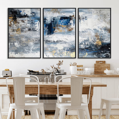 59716-MGV-FC-60X30-3P_Black-Abstract Blue and Gold Wall Art – Modern Textured Canvas Print, Contemporary Painting for Living Room, Bedroom, or Office Decor