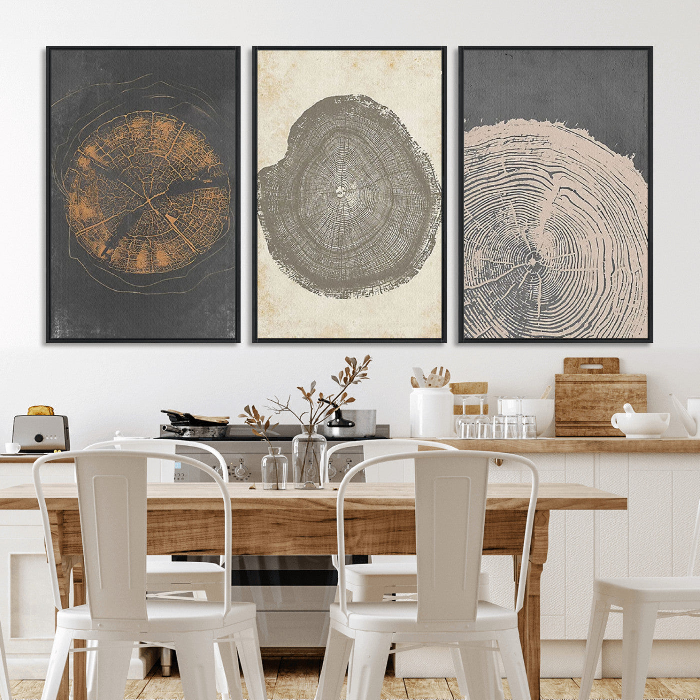 80725-MGV-CV-36X24-Wood Tree Rings Wall Art Canvas Print, Framed Tree Rings Art Picture Print, Abstract Tree Rings Perfect Modern Boho Decor Artwork