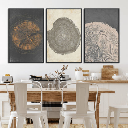 80725-MGV-CV-36X24-Wood Tree Rings Wall Art Canvas Print, Framed Tree Rings Art Picture Print, Abstract Tree Rings Perfect Modern Boho Decor Artwork