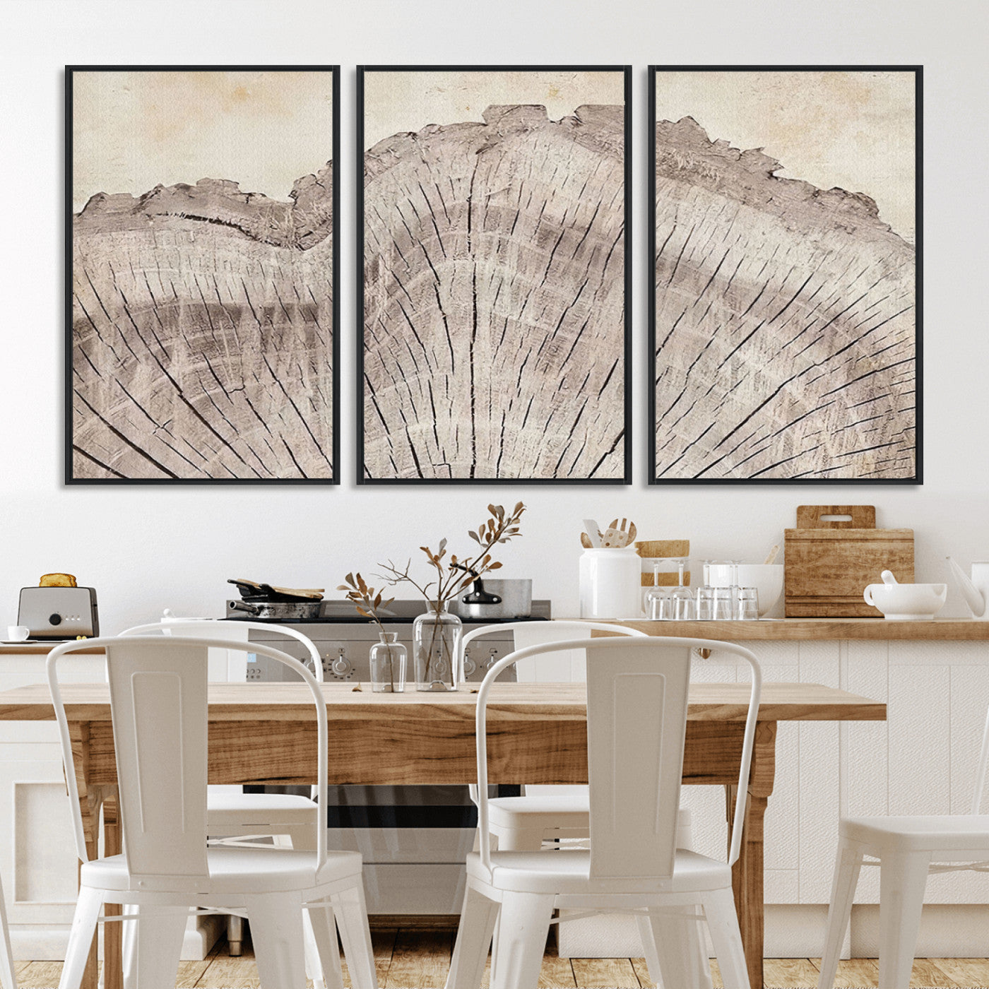 67528-MGV-CV-36X24-Wood Ring Wall Art Canvas Print, Framed Tree Ring Art Picture Print, Rustic Tree Ring Perfect Neutral Boho Decor Artwork