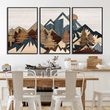 67950-MGV-CV-36X24-Modern Wood Wall Art Canvas Print, Framed Mountain Range Art Picture Print, Wood Mountain Range Perfect Rustic Decor Artwork