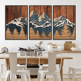 41330-MGV-CV-36X24-Rustic Mountain Wall Art – Wooden Nature Scene with Trees and Peaks, Handmade 3D Layered Decor for Living Room, Cabin or Office
