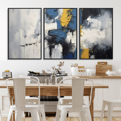 63850-MGV-CV-36X24-Abstract Blue and Yellow Wall Art – Modern Textured Canvas Painting, Bold Contemporary Artwork for Living Room, Bedroom or Office