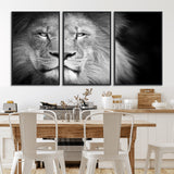 94453-MGV-FC-60X30-3P_Black-Lion Portrait Wall Art – Black and White King of the Jungle Canvas Print, Safari Wildlife Decor for Office, Bedroom, or Living