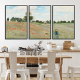 74890-MGV-FC-60X30-3P_Black-Monet Poppy Field Wall Art – Impressionist Landscape Canvas Print, Classic French Artwork for Living Room, Bedroom or Office Decor