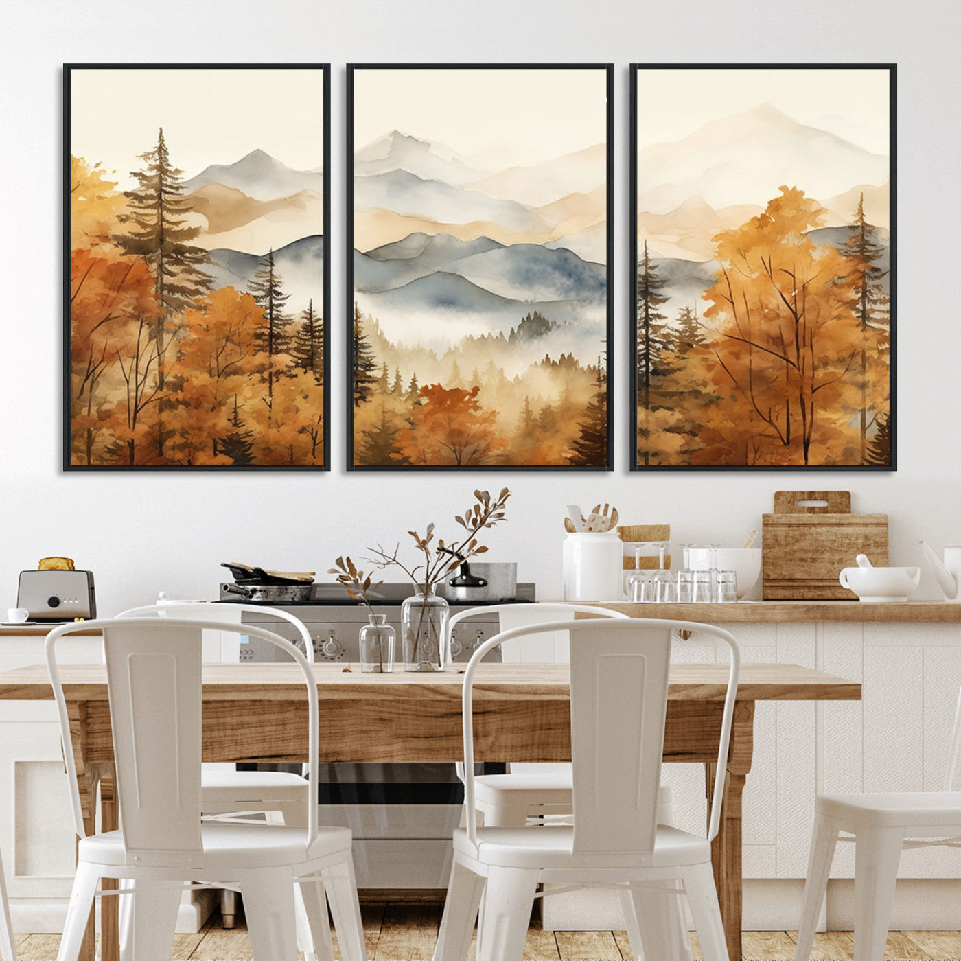 72950-MGV-CV-36X24-Autumn Mountain Forest Wall Art – Golden Fall Landscape Canvas Print, Nature-Inspired Home Decor for Living Room, Bedroom or