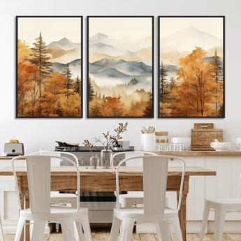 72950-MGV-CV-36X24-Autumn Mountain Forest Wall Art – Golden Fall Landscape Canvas Print, Nature-Inspired Home Decor for Living Room, Bedroom or