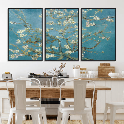 65607-MGV-CV-36X24-Almond Blossom Wall Art – Van Gogh Blue Floral Canvas Print, Elegant Impressionist Painting Decor for Living Room, Bedroom or