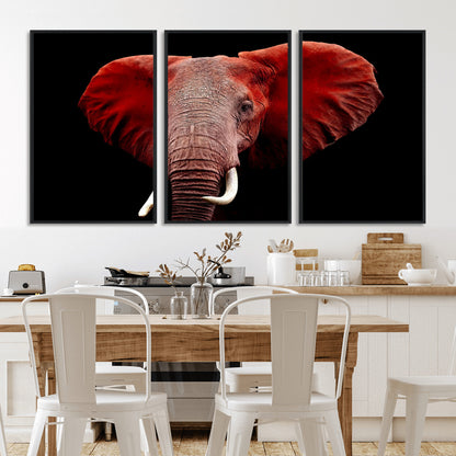 14788-MGV-CV-36X24-Red Elephant Wall Art – Bold Wildlife Canvas Print, African Safari Animal Decor for Living Room, Bedroom or Office