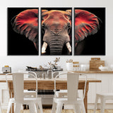 54719-MGV-FC-60X30-3P_Black-Elephant Wall Art – Majestic African Elephant Canvas Print, Wildlife Safari Animal Decor for Living Room, Bedroom, Office or Man