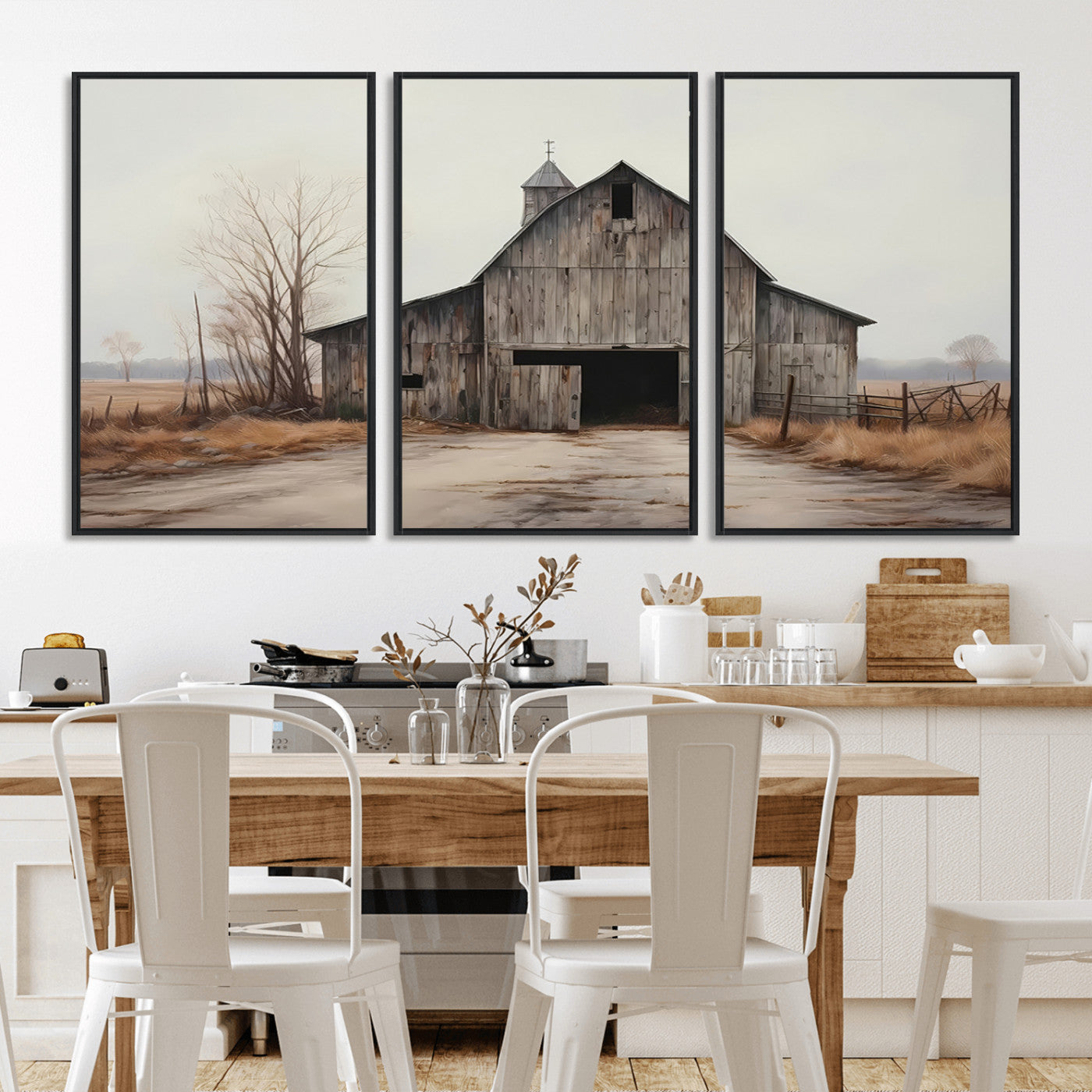 11602-MGV-CV-36X24-Old Barn Wall Art Canvas Print, Framed Rustic Barn Art Picture Print, Old Farmhouse Perfect Rustic Farmhouse Decor Artwork