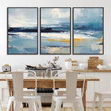 19746-MGV-CV-36X24-Abstract Ocean Wall Art – Modern Coastal Canvas Print with Blue, White and Gold Textures, Contemporary Seascape Painting for