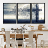 55718-MGV-CV-36X24-Surreal Cross Wall Art – Spiritual Faith Canvas Print, Abstract Christian Artwork with Modern Religious Symbol for Living Room,