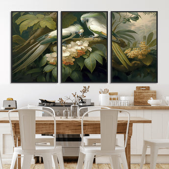 84047-MGV-CV-36X24-Tropical Birds Wall Art – Elegant Botanical Canvas Print, Exotic Nature Decor for Living Room, Bedroom or Office