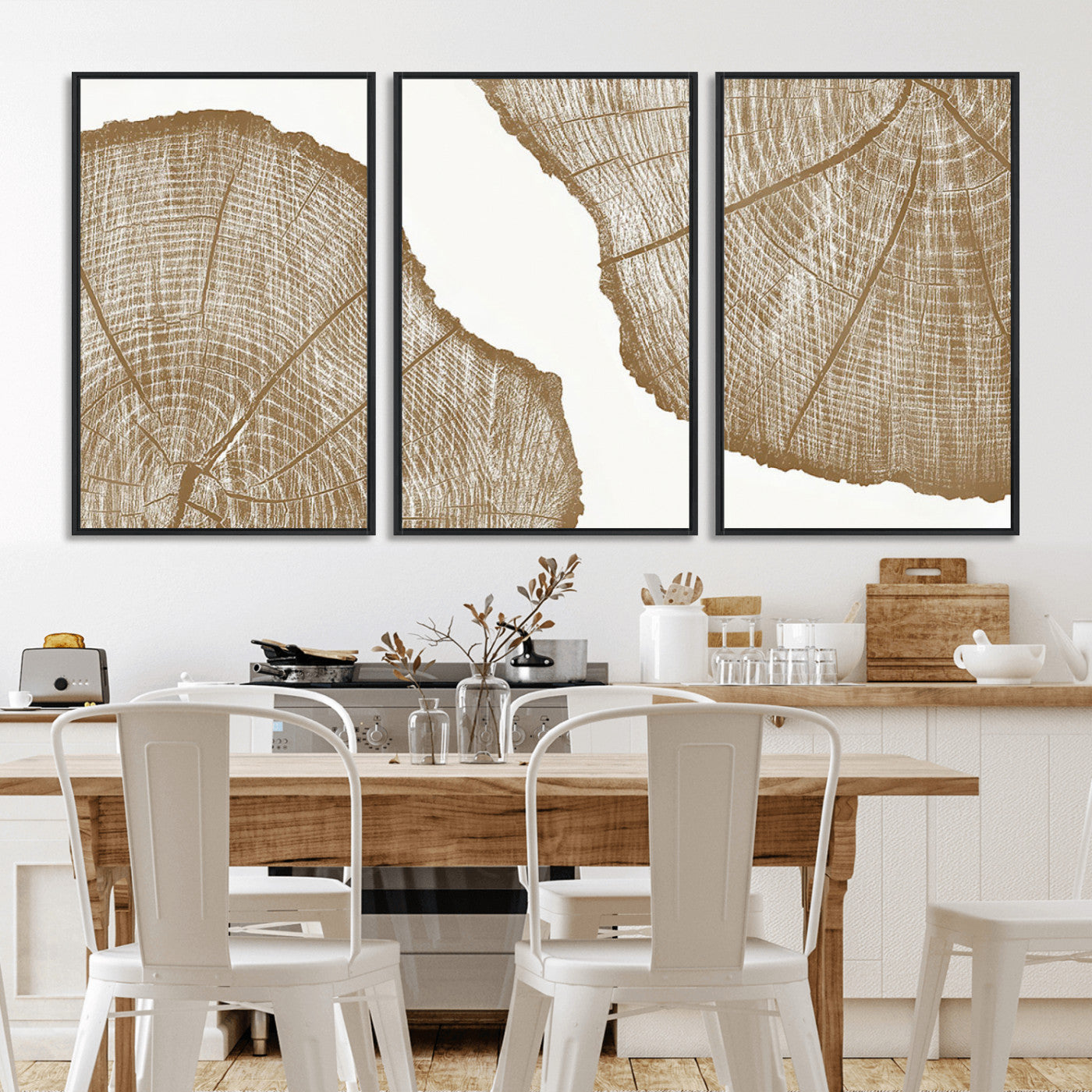 99692-MGV-CV-36X24-Tree Ring Linocut Wall Art Canvas Print, Framed Wood Cut Art Picture Print, Tree Rings Perfect Minimalist Rustic Decor Artwork